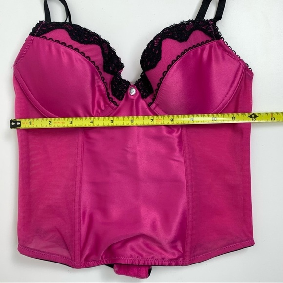 Sentiments Pink With Black Lace Trim Bustier 34B - Picture 2 of 5
